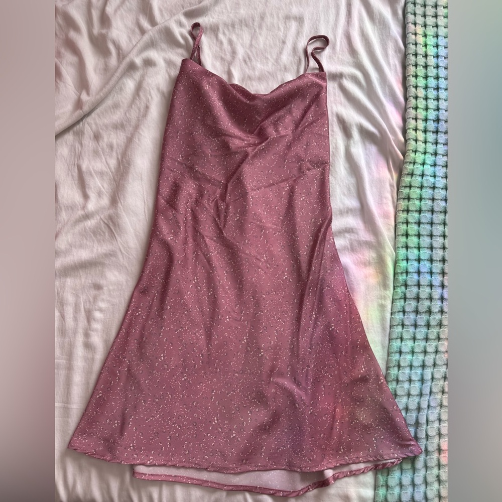 Cotton On | Woven Jemma Cowl Neck Pink Satin Mini Slip Dress | Size Medium